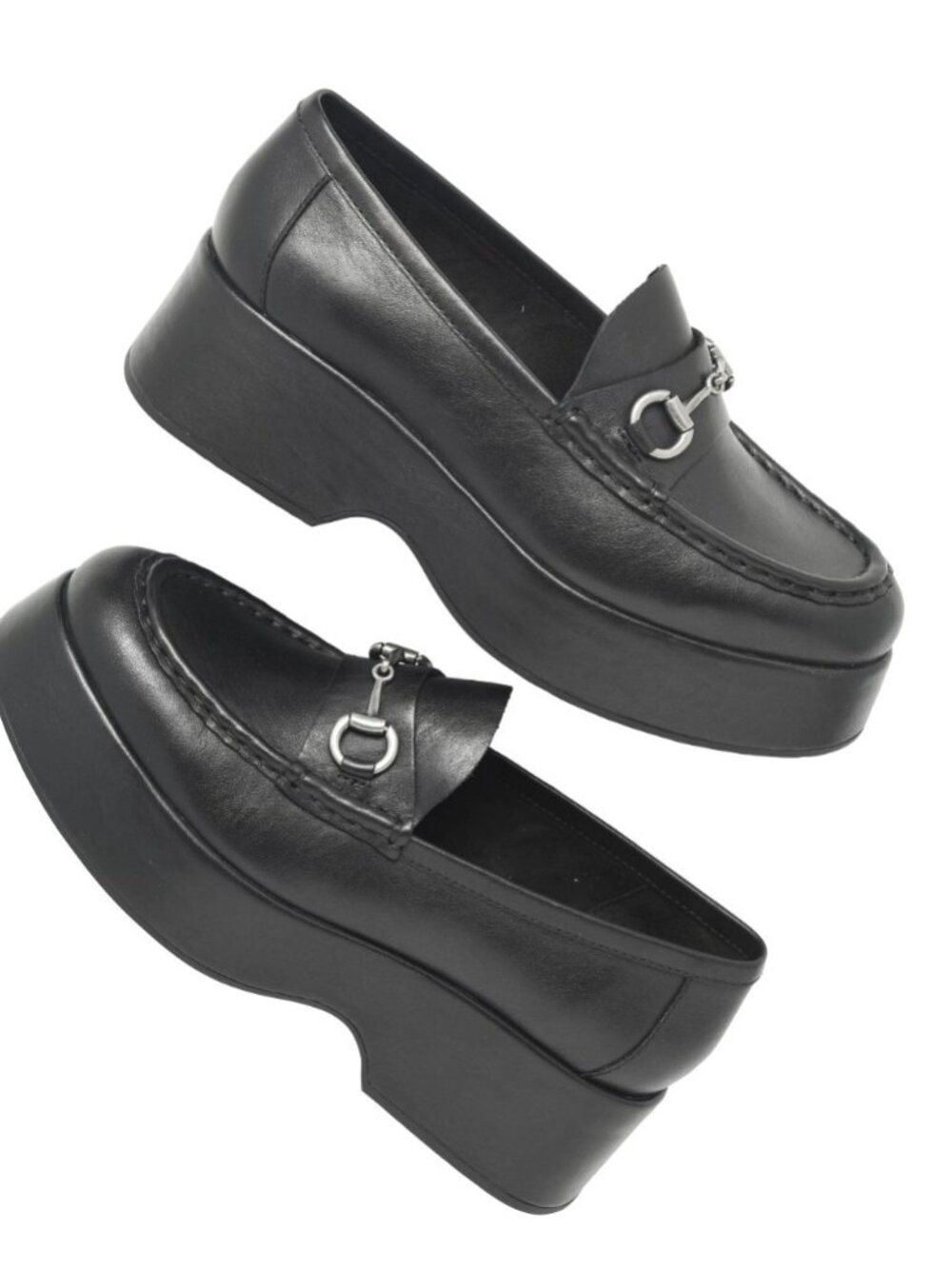 Kork-Ease Parson Platform Horse Bit Loafer Black Leather Women's Size 8 NEW